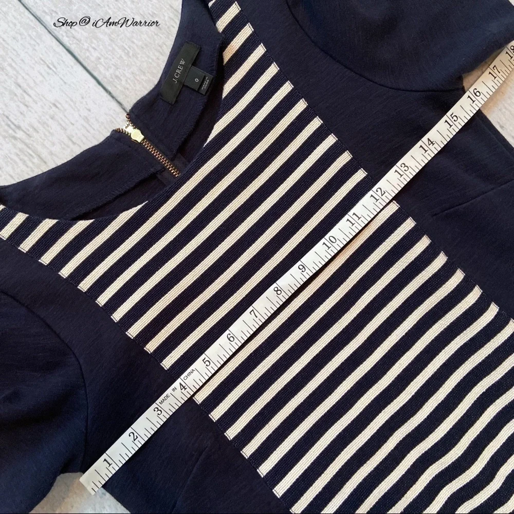J.Crew navy striped panel knit shirt sleeve shift dress *shop@iamwarrior